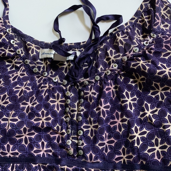AMERICAN 🦅 OUTFITTERS boho purple and beige cotton top size 6 - Picture 10 of 11
